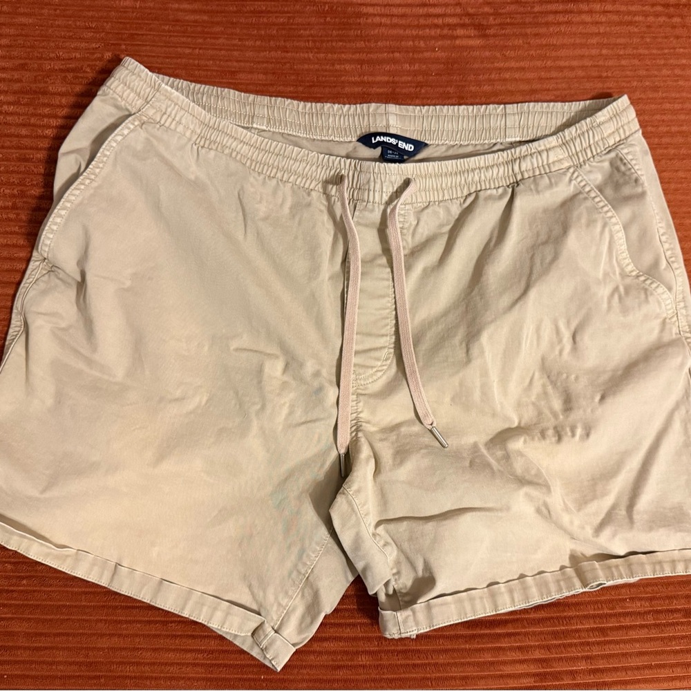Lands' End Khaki Elastic Waist Shorts